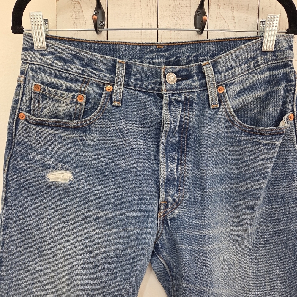 Levis Womens 501s Button Fly Straight Jeans - Picture 5 of 9